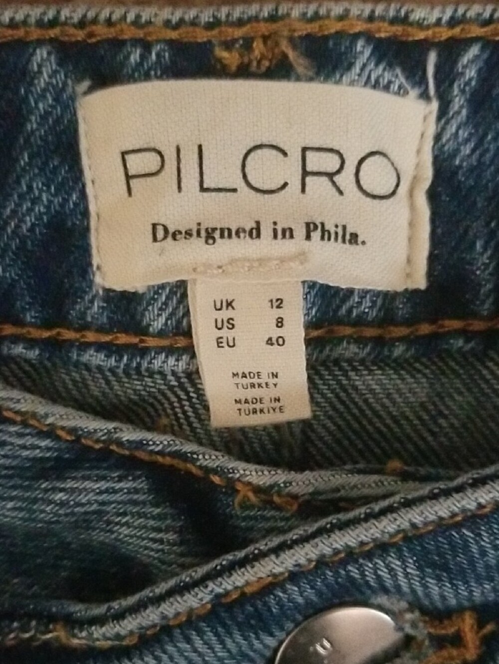Pilcro Indigo Patchwork Denim Maxi Skirt with Front Slit - Picture 2 of 6